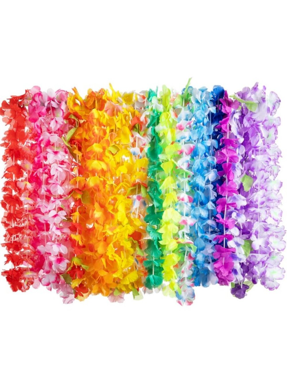 Colorful Hawaiian Leis Bulk - 120 Tropical Flower Necklaces for Luau Party Decor